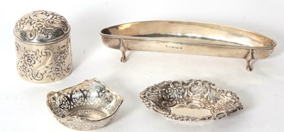 Lot 92 - Mixed Lot:  An Edwardian boat shaped pen stand,...