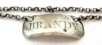 Lot 127 - A Georgian silver spirit label "Brandy",...