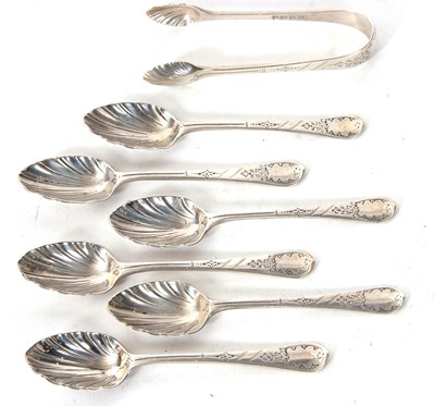 Lot 225 - Six Victorian silver teaspoons and matching...