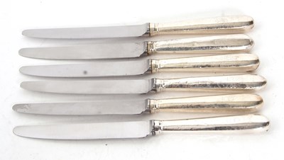 Lot 236 - Six silver handled table knives, makers mark...