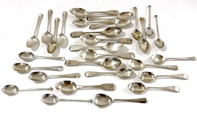 Lot 241 - Group of twenty nine silver teaspoons, fiddle...