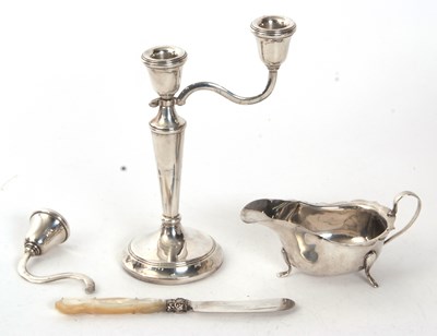 Lot 242 - Mixed Lot:  Hallmarked silver candelabra...