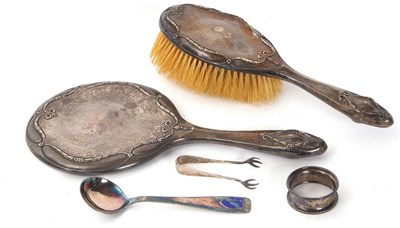 Lot 248 - Mixed Lot:  A Danish sterling and enamel spoon,...