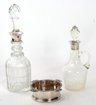 Lot 250 - Mixed Lot:  A George VI silver bottle holder,...