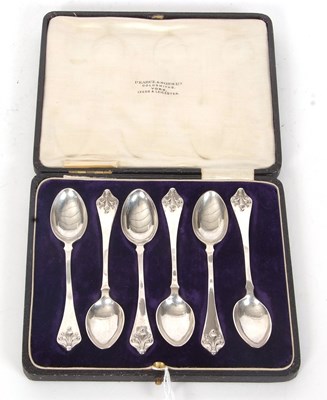 Lot 258 - Cased set of six Edwardian silver teaspoons,...