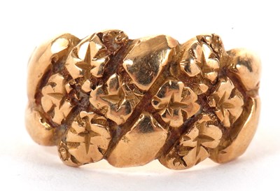 Lot 63 - An 18ct gold ring, with crossover plaited...