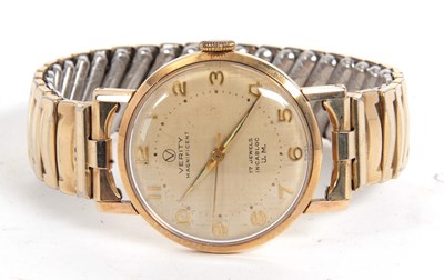 Lot 405 - A  Verity 9ct gold gent's wristwatch, the...