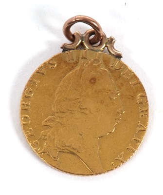 Lot 157 - A George III 1793 spade guinea pendant, 9.1g