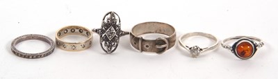 Lot 218 - Six rings: to include a 9ct and silver ring, a...