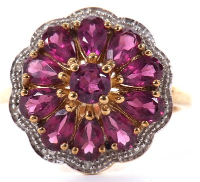 Lot 18 - A 9ct pink gemstone and diamond highlight...