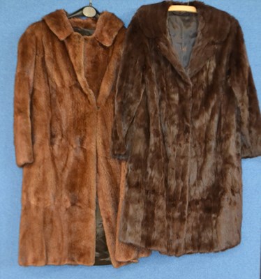 Lot 72 - Two lady's brown fur coats and an ermin stole,...